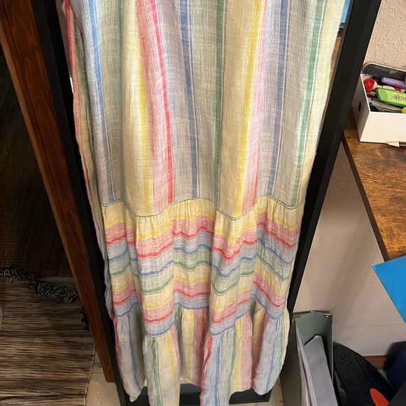 PRIDE sundress rainbow slub ruffle boho maxi dress - Picture 5 of 5